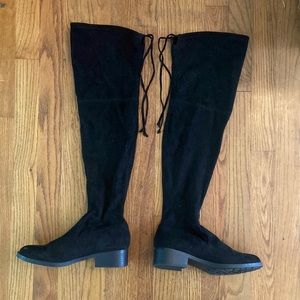 Black suede over the knee boots